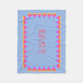 Fleece deken - rijen regenboogkleurige harten (Voorkant)