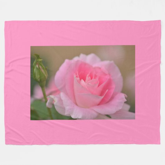Fleece deken/roze roos deken (Voorkant (Horizontaal))