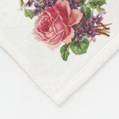 Fleece deken Roze rozen en viooltjes patroon (Hoek)