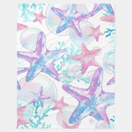 Fleece Deken Roze Zeester Patroon (Voorkant)