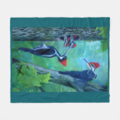 Fleece deken specht familie warm (Voorkant (Horizontaal))