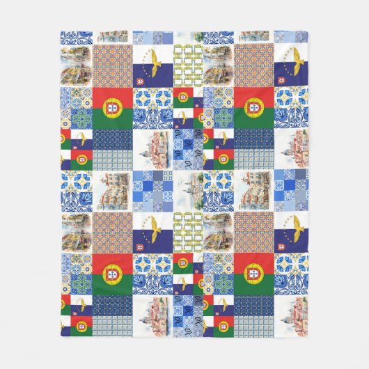 Fleece deken van de Portugese vlag (Voorkant)