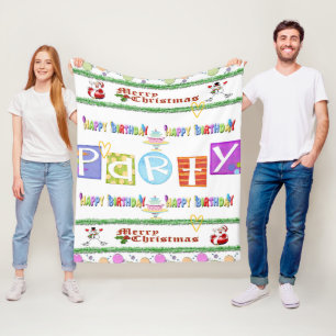 Fleece Deken Vrolijk Kerstfeest Happy Birthday