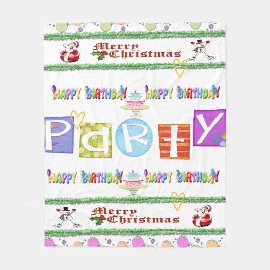 Fleece Deken Vrolijk Kerstfeest Happy Birthday (Voorkant)