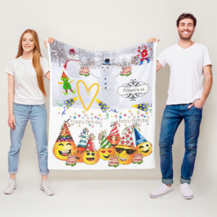 Fleece Deken Vrolijk Kerstfeest Happy Birthday