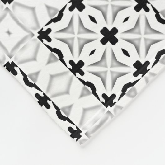 Fleece deken, wit & zwart geometrisch patroon (Hoek)