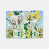 Fleece deken Witte Tijger Gele Lilly (Voorkant (Horizontaal))