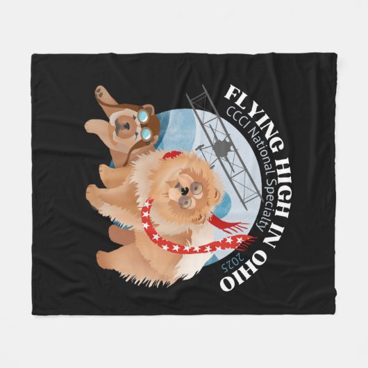 FLEECE DEKEN - ZWART MET 2025 LOGO (Voorkant (Horizontaal))