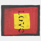 Fleece Deken zwart, rood en geel. (Voorkant (Horizontaal))