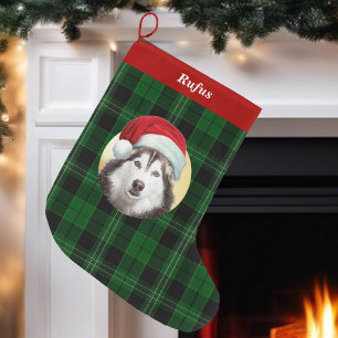 Fleece Dog Santa Hat-kerstfoto Sm Grote Kerstsok