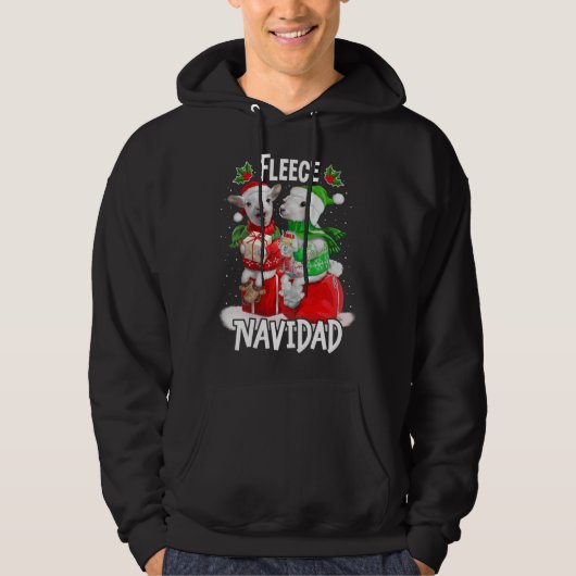 Fleece Feliz Navidad  Cute Sheep Christmas Hoodie (Voorkant)
