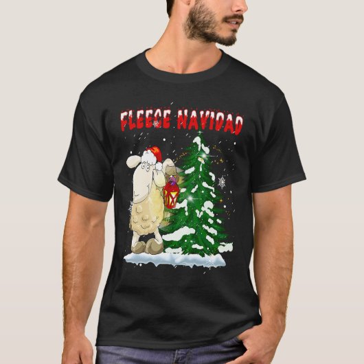 Fleece Feliz Navidad  Cute-Sheep Christmas T-shirt (Voorkant)