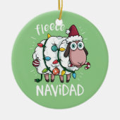 Fleece Feliz Navidad Funny Cute Sheep Kerstmis Keramisch Ornament (Voorkant)