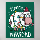 Fleece Feliz Navidad Funny Cute Sheep Kerstmis Poster (Voorkant)