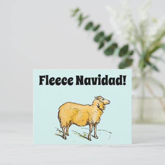 Fleece Feliz Navidad Grappige Kerstmis Schaap Joke Briefkaart (Staand voorkant)