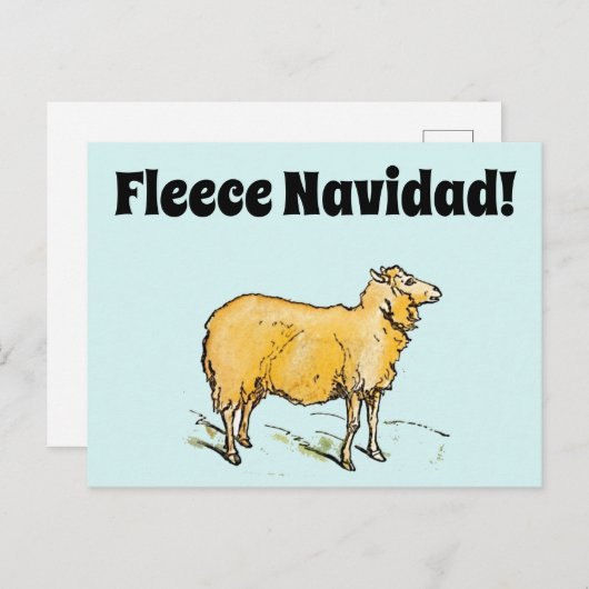 Fleece Feliz Navidad Grappige Kerstmis Schaap Joke Briefkaart (Voorkant / Achterkant)