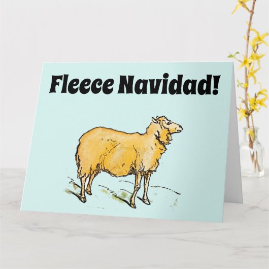 Fleece Feliz Navidad Grappige Kerstmis Schaap Joke Kaart (Gele Bloem)