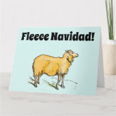 Fleece Feliz Navidad Grappige Kerstmis Schaap Joke Kaart (Voorkant)