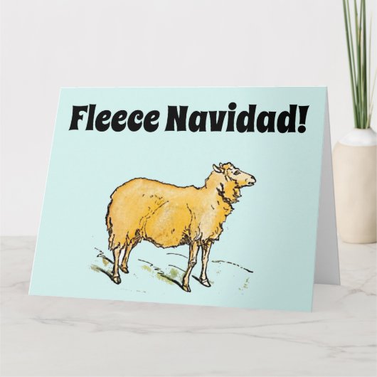 Fleece Feliz Navidad Grappige Kerstmis Schaap Joke Kaart (Voorkant)