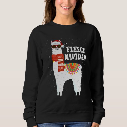 Fleece Feliz Navidad Llama  Kerst Pyjama Lama Trui (Voorkant)