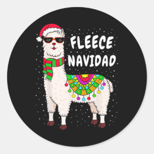 Fleece Feliz Navidad Llama Kerstmis Gif Ronde Sticker