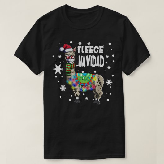 Fleece Feliz Navidad Llama Xmas String Lights Llam T-shirt (Design voorkant)