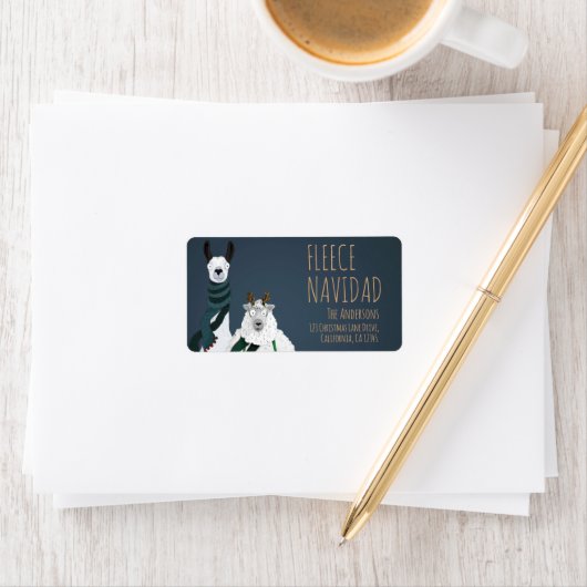 ‘Fleece Navidad’ Chic Funny Fun Llama & Sheep  Etiket (Insitu)