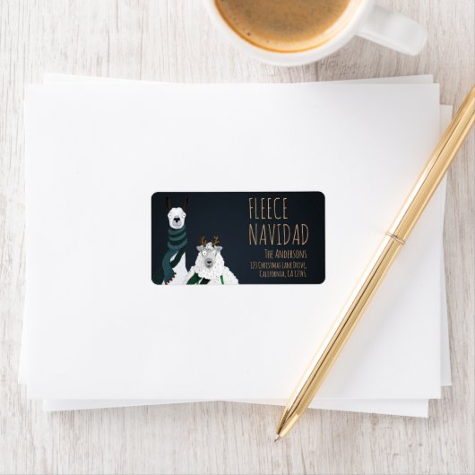 Fleece Navidad Chic Funny Quirky Llama & Sheep Pun Etiket (Insitu)