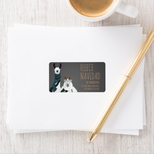 Fleece Navidad Chic Funny Quirky Llama & Sheep Pun Etiket (Insitu)