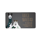 Fleece Navidad Chic Funny Quirky Llama & Sheep Pun Etiket (Voorkant)