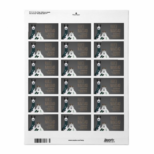 Fleece Navidad Chic Funny Quirky Llama & Sheep Pun Etiket (Full Sheet)