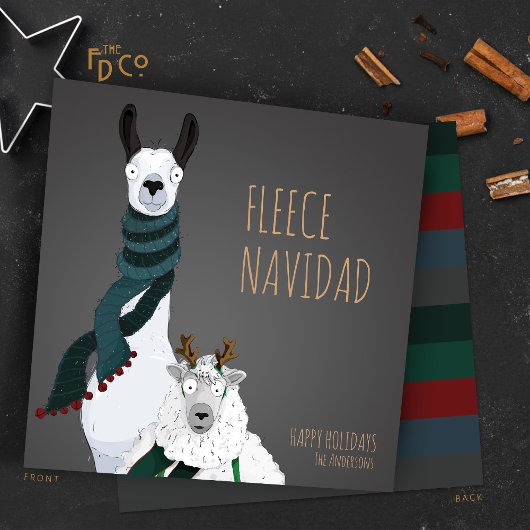 “Fleece Navidad” Chic Funny Quirky Pun Feestdagenkaart