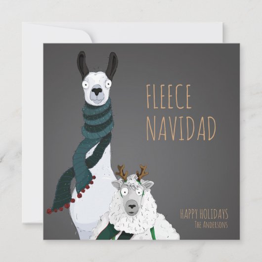 “Fleece Navidad” Chic Funny Quirky Pun Feestdagenkaart (Voorkant)