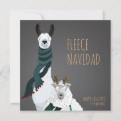 “Fleece Navidad” Chic Grappige Ongebruikelijke Woo Feestdagenkaart (Voorkant)