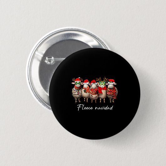 Fleece Navidad Christmas Spanish Sheep Santa Sheep Ronde Button 5,7 Cm (Voorkant /achterkant)
