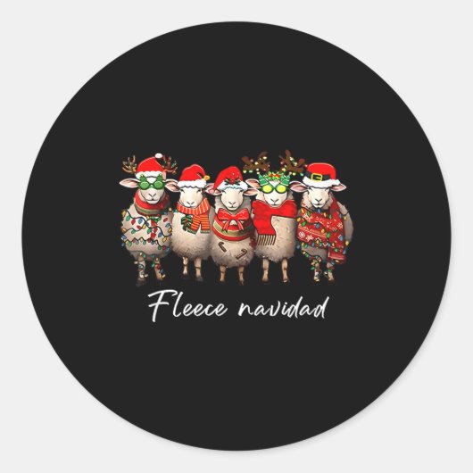 Fleece Navidad Christmas Spanish Sheep Santa Sheep Ronde Sticker (Voorkant)