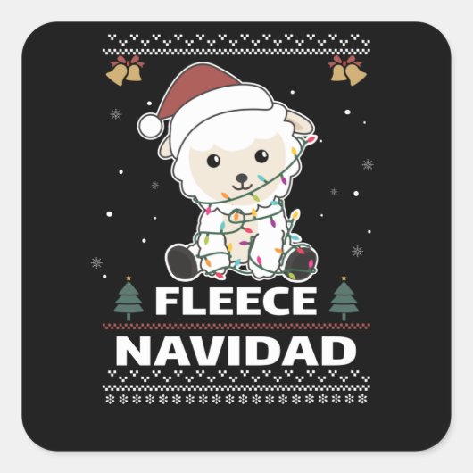 Fleece Navidad - Cute Kerstmis Funny Pun Vierkante Sticker (Voorkant)