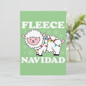 Fleece Navidad Feliz Funny KerstKawaii Sheep Kaart (Staand voorkant)