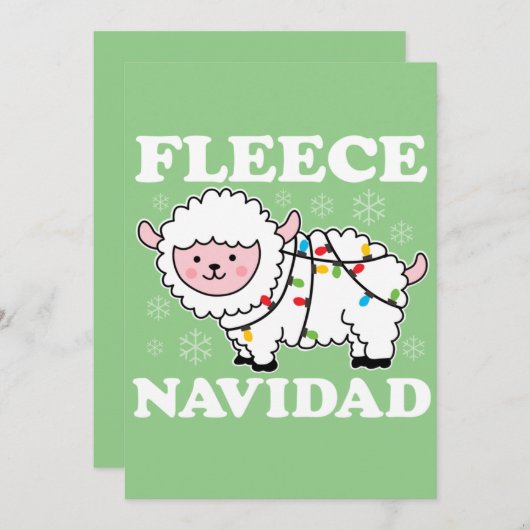 Fleece Navidad Feliz Funny KerstKawaii Sheep Kaart (Voorkant / Achterkant)