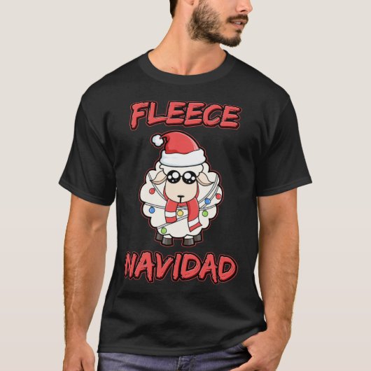 Fleece Navidad Feliz Navidad Sheep Wool Christmas T-shirt (Voorkant)