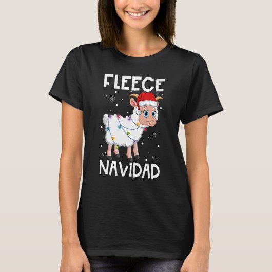Fleece Navidad Feliz Sheep licht kerstpajam T-shirt (Voorkant)