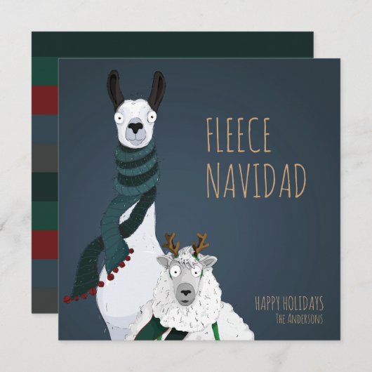 “Fleece Navidad” Funny Chic Elegant Pun Feestdagenkaart (Voorkant / Achterkant)