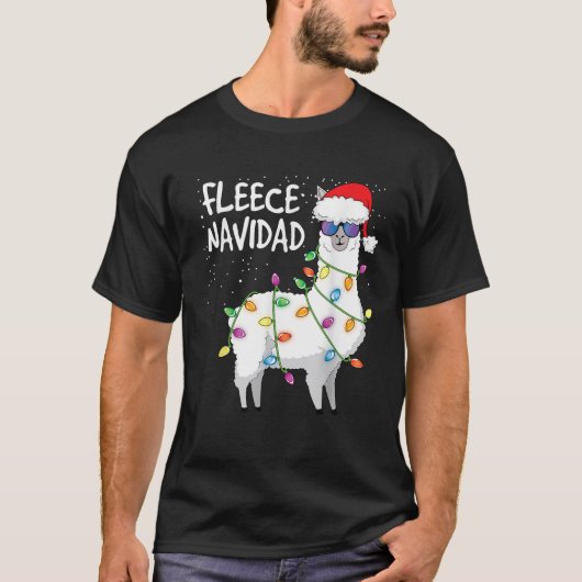Fleece Navidad Funny Christmas Navidad Llama T-shirt (Voorkant)