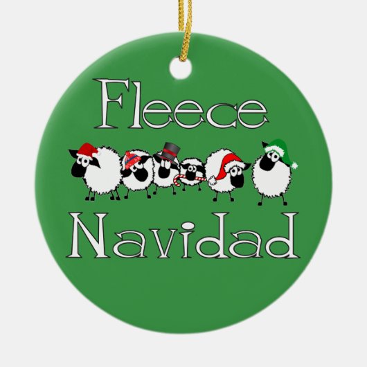 Fleece Navidad Funny Kerstornament Keramisch Ornament (Voorkant)