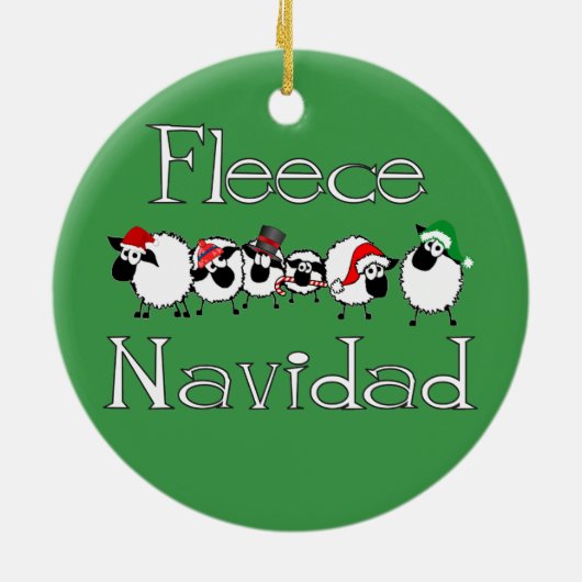 Fleece Navidad Funny Kerstornament Keramisch Ornament (Achterkant)