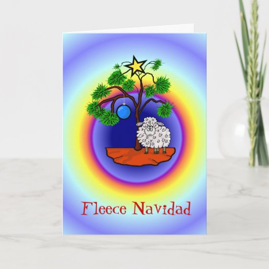 Fleece Navidad Funny Sheep Christmas Kaart (Voorkant)