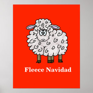 Fleece Navidad Funny Sheep-Poster voor kerstmis Poster
