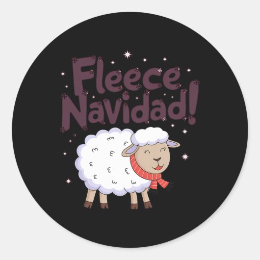 Fleece Navidad Grappig Kerstschaap Festief Ronde Sticker (Voorkant)