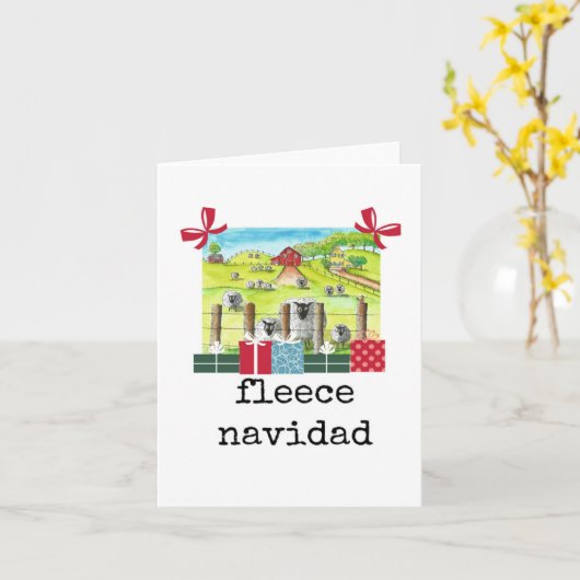 Fleece Navidad, Grappig, Schattige, Kerst Kaart (Gele Bloem)