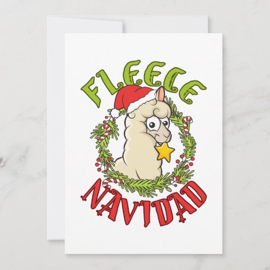 Fleece Navidad Grappige Alpaca Kerstmis Feestdagenkaart (Voorkant)